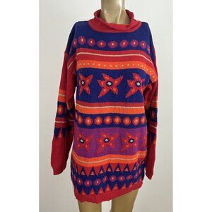 Vintage PASTA Sweater Women's S Demogorgon Flower Stripe Tunic Length